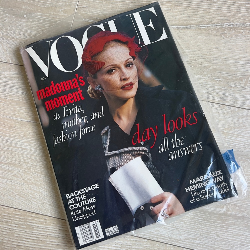 Vintage Vogue Magazine October 1996 Madonna Evita Kate Moss Margaux Hemingway